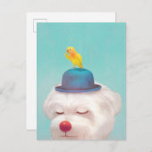 Meditatief Clown Hondenportret Aankondigingskaart (Voorkant / Achterkant)