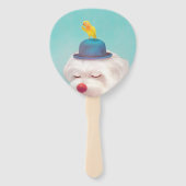 Meditatief Clown Hondenportret Handwaaier (Voorkant)