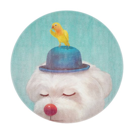 Meditatief Clown Hondenportret Snijplank (Voorkant)