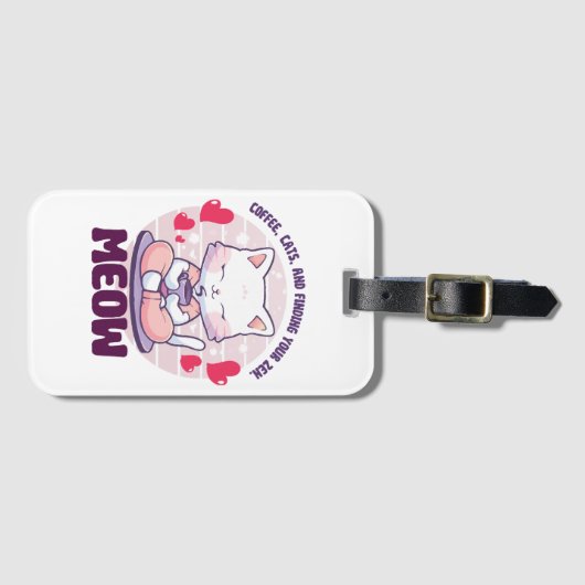 Meditatiekat - Kawaii kat Bagagelabel (Voorkant (horizontaal))