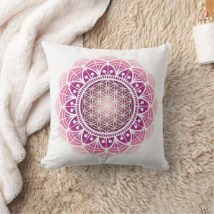 Meditatiekussen Mandala bloem des levens roze Kussen