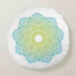 Meditatiekussens met blauwgroen groen mandala rond kussen