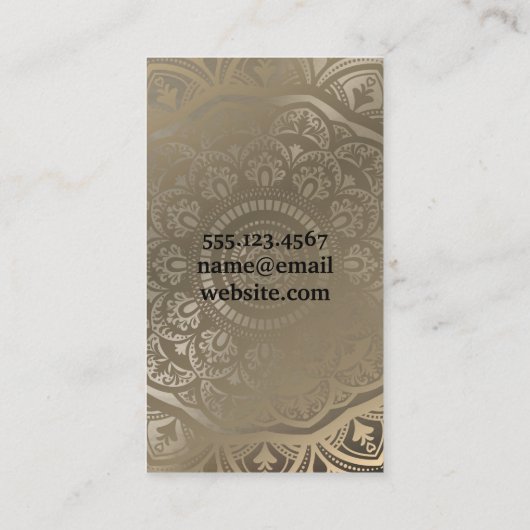Meditatiepictogram | Metallic gouden mandala-patro Visitekaartje (Achterkant)