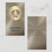 meditatiepictogram | metallische achtergrond visitekaartje (Voorkant / Achterkant)