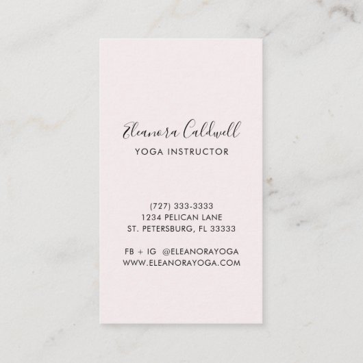 Meditatiesymbool Logo Blush Roze Yoga Instructor Visitekaartje (Achterkant)