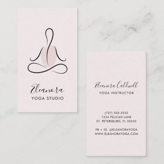 Meditatiesymbool Logo Blush Roze Yoga Instructor Visitekaartje (Voorkant / Achterkant)