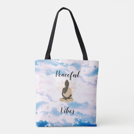 Meditatieve Boeddha Peaceful Vibes Tote Bag (Achterkant)