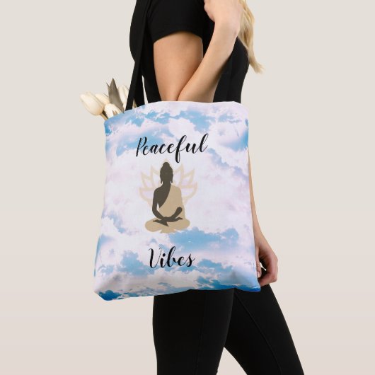 Meditatieve Boeddha Peaceful Vibes Tote Bag (Dichtbij)