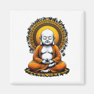 Meditatieve Boeddha Spirituele Kunst Vintage Stijl Magneet
