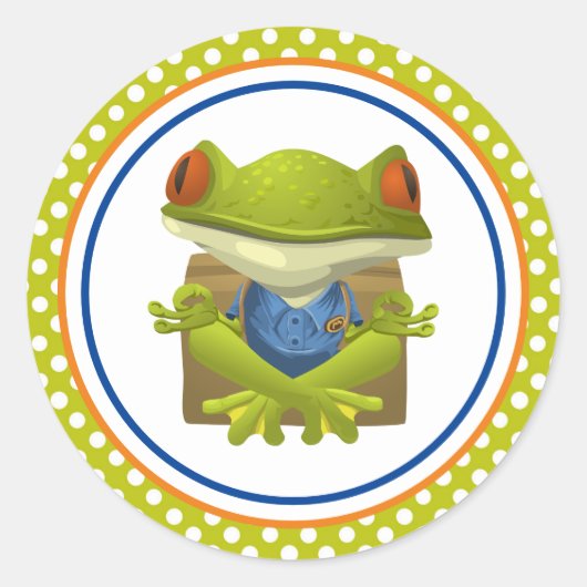 Meditatieve Kikker Ronde Sticker (Voorkant)