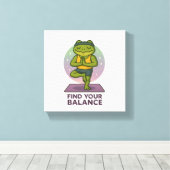 Meditatieve kikkerkunst - Vind uw balans Poster" Canvas Afdruk (Insitu (Houten vloer))