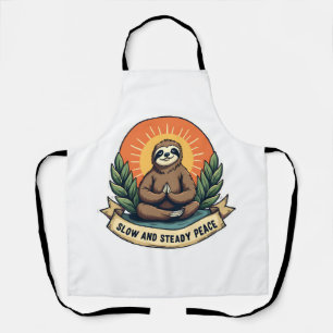 Meditatieve Luiaard Vintage Ontspannen Humor Desig Schort