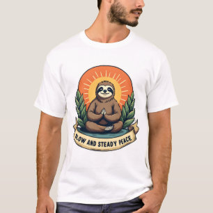 Meditatieve Luiaard Vintage Ontspannen Humor Desig T-shirt