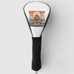 Meditatieve samoerai kat een reis boven de berg Fu Golfheadcover