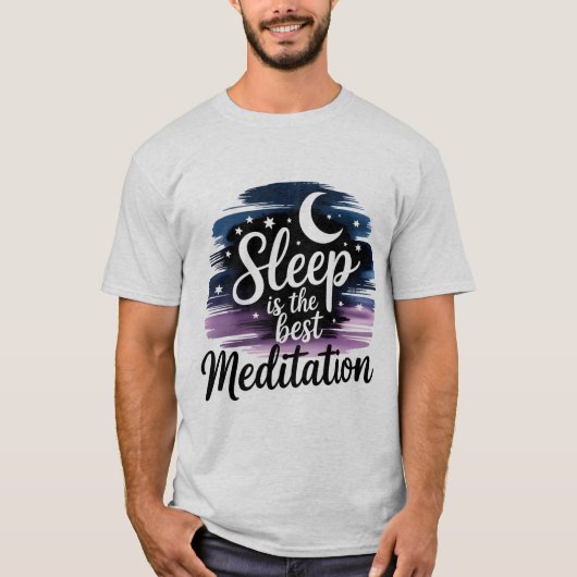 Meditatieve Slaap Maan & Sterren Waterverf T-shirt (Voorkant)