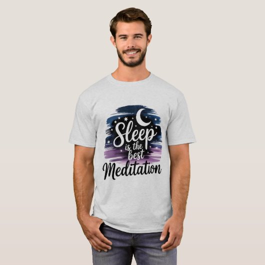 Meditatieve Slaap Maan & Sterren Waterverf T-shirt (Voorkant volledig)