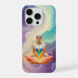 Meditatieve vrouw en zachte pastelenergie iPhone 15 pro case