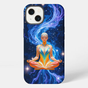 Meditatieve vrouw met stromende energie iPhone 13 hoesje