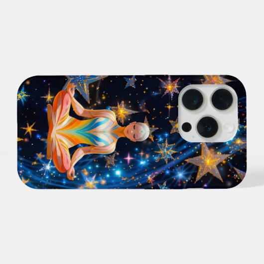 Meditatieve Vrouw – Mystiek Galaxy ontwerp iPhone Hoesje (Achterkant horizontaal)