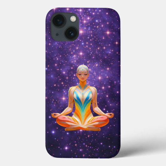 Meditatieve vrouw & sterrenhemel paarse lucht Case-Mate iPhone case (Achterkant)