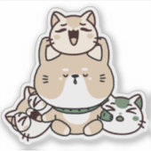 Meditatieve Zen Kat met Handprothese Sticker (Voorkant)