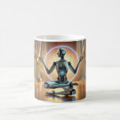 Meditating AI Robot Mug – Zen Cybernetic Koffiemok (Center)
