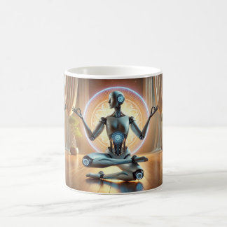 Meditating AI Robot Mug – Zen Cybernetic Koffiemok