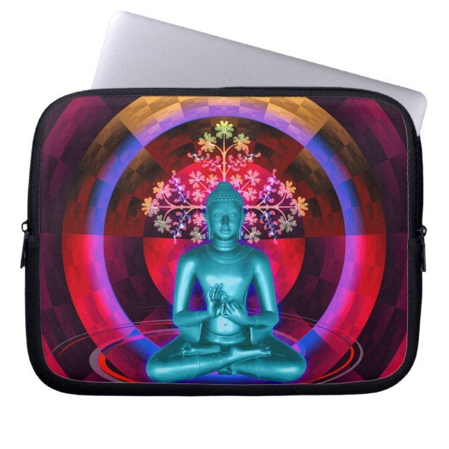 Meditating Blue Buddha-laptophoes Laptop Sleeve (Voorkant)