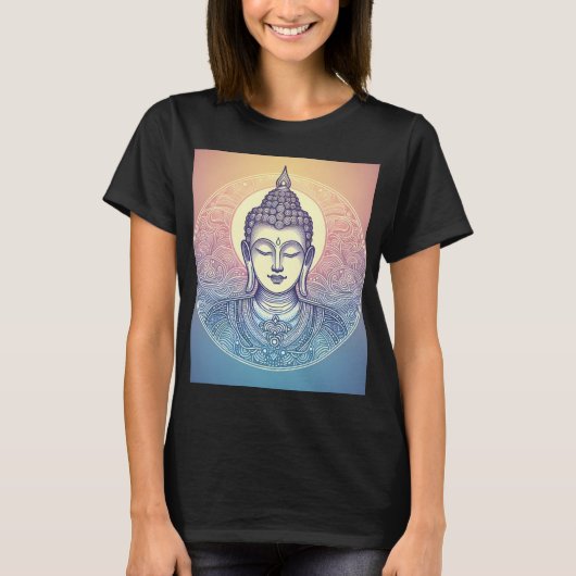 Meditating Buddha Mandala Art T-Shirt - Zen Spirit (Voorkant)
