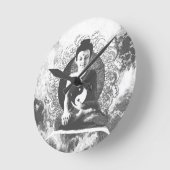 Meditating Buddha met Yin Yang Ronde Klok (Hoek)