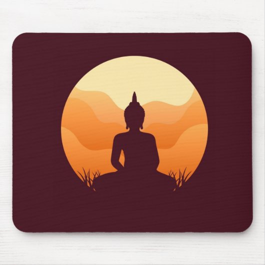 Meditating Buddha Sunset Mousepad Muismat (Voorkant)