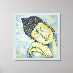 Meditating Buddha Waterverf Print Canvas 24x24