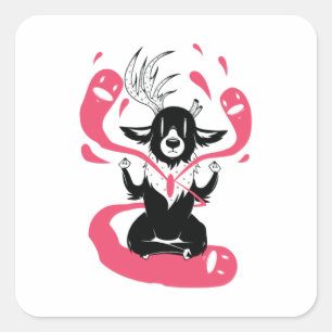 Meditating Deer Vierkante Sticker