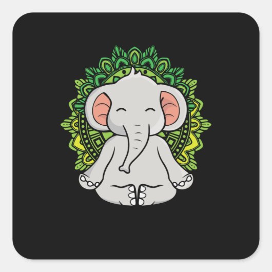Meditating Elephant Gift Yoga Lover Women Elephant Vierkante Sticker (Voorkant)