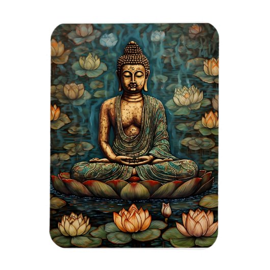 Meditating Gautam Buddha Art Magneet (Verticaal)