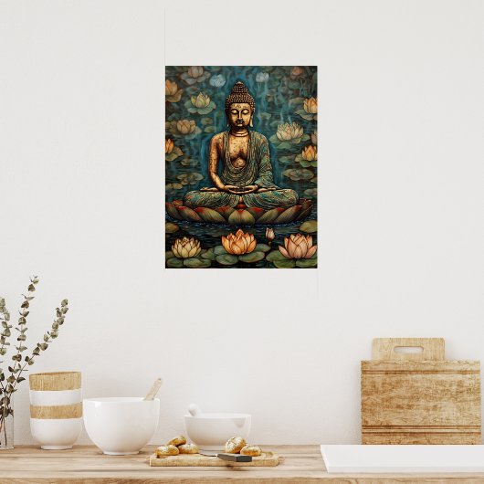 Meditating Gautam Buddha Art Poster (Keuken)