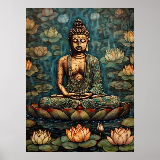 Meditating Gautam Buddha Art Poster (Voorkant)