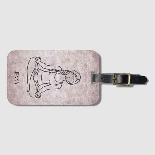 Meditating Lady Custom Name Bagagelabel (Voorkant (horizontaal))