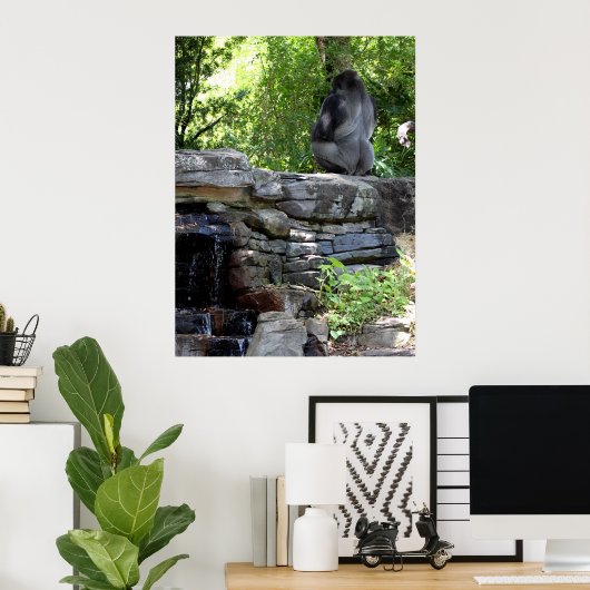 Meditating Silver Back Gorilla Poster (Thuiskantoor)