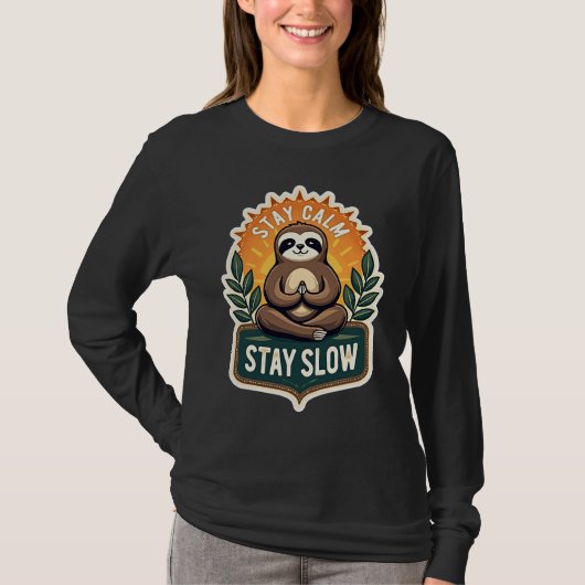 Meditating Sloth Vintage Relaxte Geest T-Shirt 2 (Voorkant)