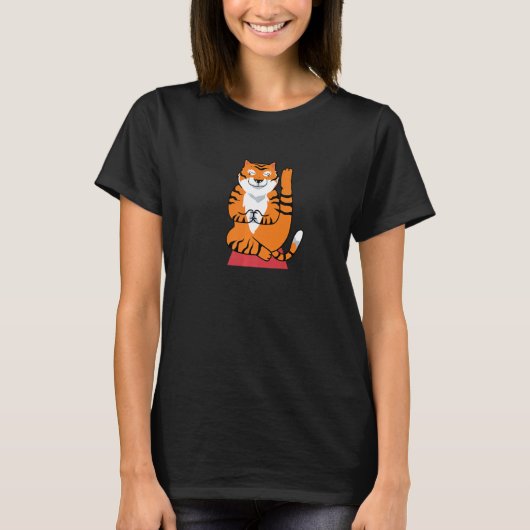 Meditating statue tiger relaxation mindfulness yog t-shirt (Voorkant)