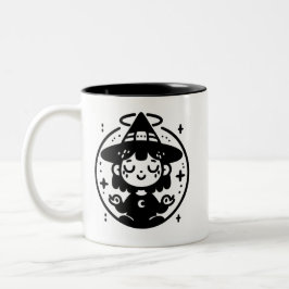 Meditating Witch Circle Halloween Mug | Two-Sided  Tweekleurige Koffiemok