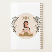 Meditating woman moon phases leaf boho classic planner (Achterkant)