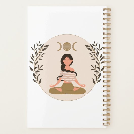 Meditating woman moon phases leaf boho classic planner (Achterkant)