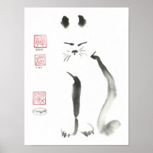 Meditating Zen Cat Poster