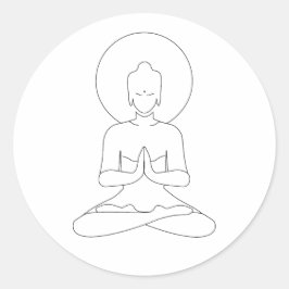Meditation Black outline silhouette human. Ronde Sticker