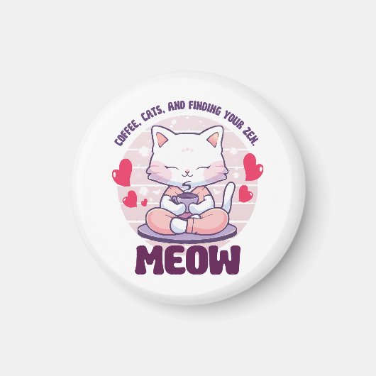 Meditation cat - Kawaii cat Magneet (Voorkant)