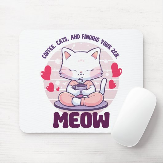 Meditation cat - Kawaii cat Muismat (Met muis)