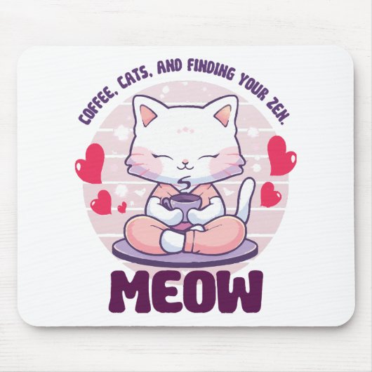 Meditation cat - Kawaii cat Muismat (Voorkant)