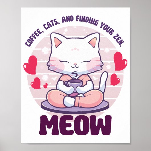 Meditation cat - Kawaii cat Poster (Voorkant)
